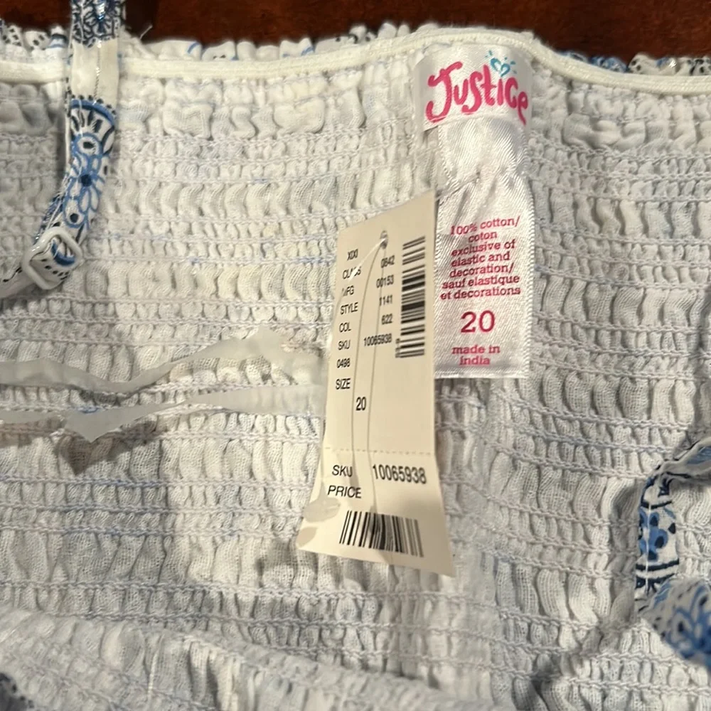 NWT Justice Maxi Dress Blue White Silver Metallic Stretchy Bodice Size 20